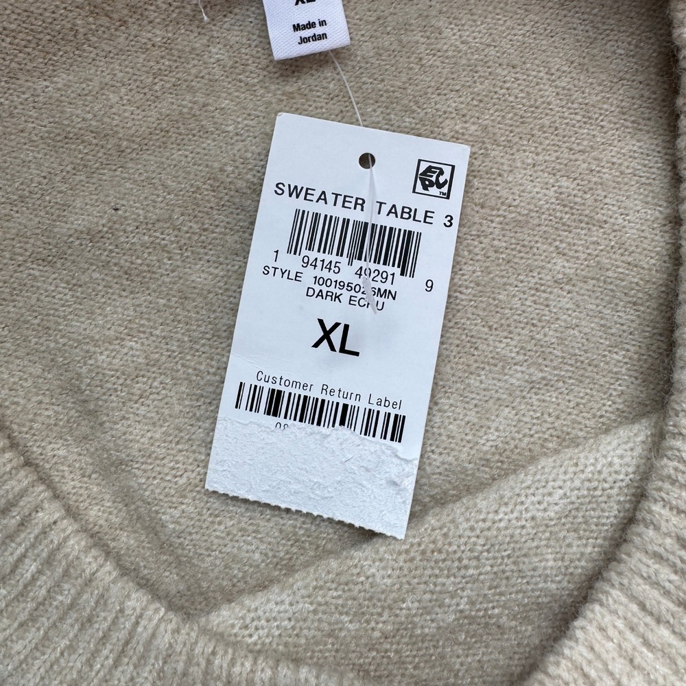 Mode of One Mens Dark Ecru Crew Neck Sweater XL New 100195026MN Beige Fine Knit - Picture 4 of 16
